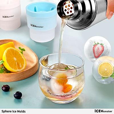 4 Cavity Cube Ice Ball Tray Maker Sphere Round Mold Whiskey Cocktails  Lemonade