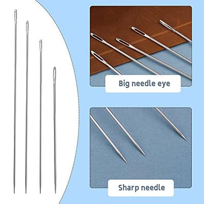 9 Pcs Heavy Duty Hand Sewing Needles Kit,Leather Sewing Needles with 5  Leather Hand Sewing Needle and 4 Curved Needle for Home Upholstery,Leather