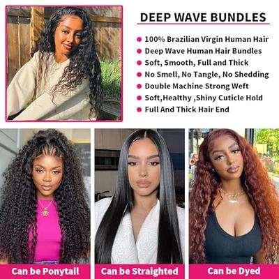 HNTL Deep Wave Human Hair Bundles 18 20 22 Inch 12A Brazilian Deep