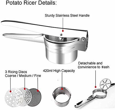 Stainless Steel Cheese, Potato Ricer, Masher, Presser With 3 Discs