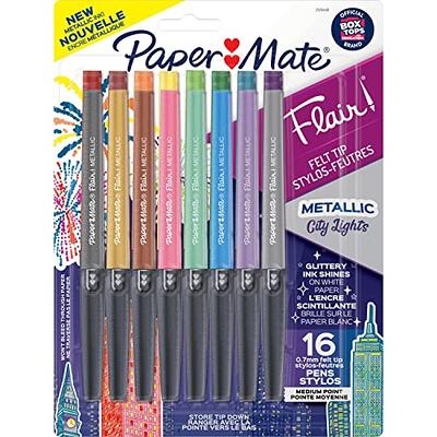 Paper Mate Flair Pens, Metallic Felt Tip Pens, City Lights, Glittery Ink  Shines on White Paper, Assorted Colors, 16 Count - Yahoo Shopping