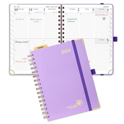 POPRUN 2024 Planner Daily Weekly and Monthly 8.5'' x 6.25'' - Vertical Agenda  2024 with Hourly Schedule, Tabs & Calendars, Monthly Planner Spiral Bound  Hardcover - Violet - Yahoo Shopping