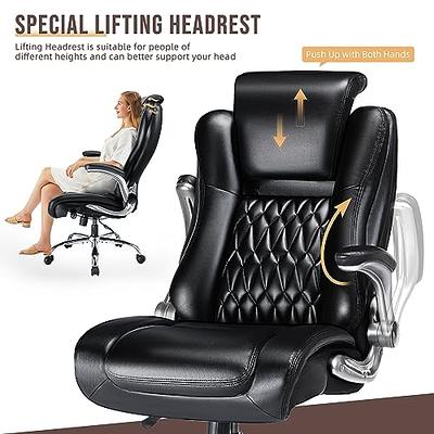 High Back Office Chair with Lifting Headrest - Flip Arms