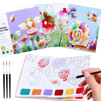 Paint with Water Books for Kids Ages 4-8,Pocket Watercolor Painting Book Kit  for Toddlers,Kids Water Color Paint Set Art Crafts,Mini Travel Water  Coloring Book,Gifts for Girls Boys 