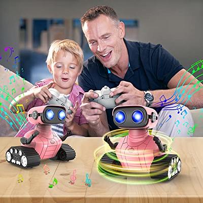  Playsheek Rechargeable Emo Robot with Auto-Demonstration -  Remote Control Smart Robot Toy Gift for Kids Age 3+ - Purple : Toys & Games