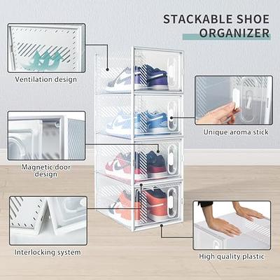 Hrrsaki 12 Pack XX-Large Shoe Storage Boxes, Shoe Boxes Clear Plastic  Stackable, Shoe Organizer Boxes with Lids, Shoe Container Boxes for Closet,  Bedroom, White - Yahoo Shopping