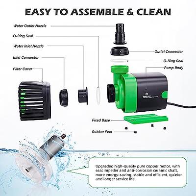 hygger 400 GPH Quick Water Change Aquarium Pump Submersible Fountain Water  Pump Fish Tank Pond Drain Transfer Pump with 2 Adaptors