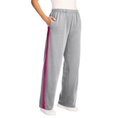 Plus Size Women's Side Stripe Cotton French Terry Straight-Leg Pant by  Woman Within in Medium Heather Grey Raspberry (Size 18/20) - Yahoo Shopping