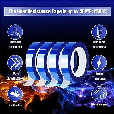 MEBMIK 4 Rolls 10mm x16m(52FT) Blue Heat Tape High Temperature