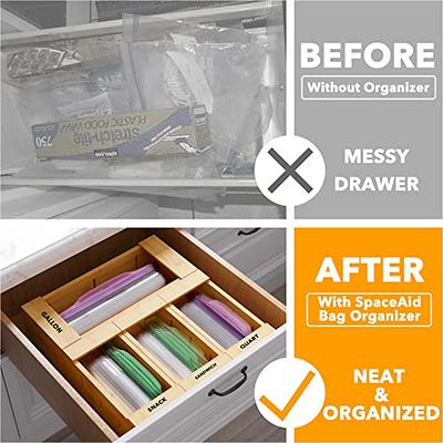 SpaceAid Bamboo Drawer Dividers with Inserts and Labels, Kitchen Adjustable Drawer Organizers, Expandable Organization for Home, Office, Dressers