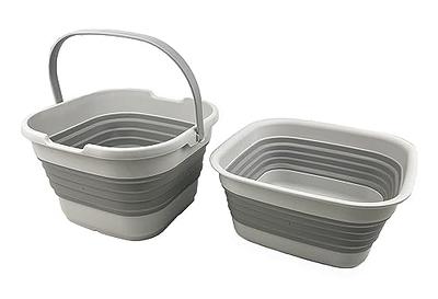 SAMMART 12L (3.17 Gallon) Collapsible Tub - Foldable Dish Tub - Portable Washing Basin - Space Saving Plastic Washtub (1, Grey/Black)