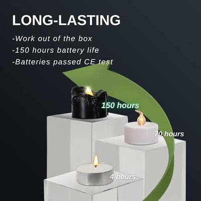 Lumabase Battery Operated LED Tea Light Candles, Set of 12 - Black