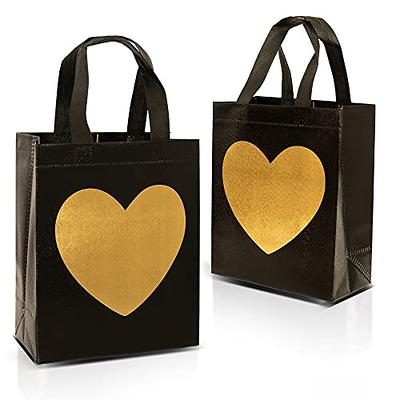 Gold Medium Personalized Monogram Welcome Paper Gift Bags with Silver Foil  - 12 Pc.