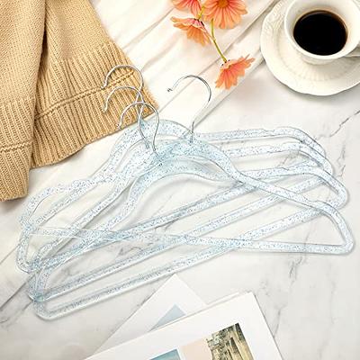 20 Pcs Clear Acrylic Hangers Plastic Glitter Coat Hanger Non Slip