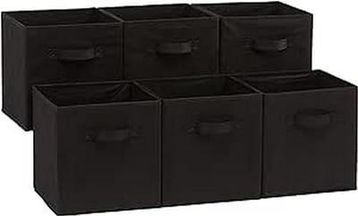 6 Pack - Simplehouseware Foldable Cube Storage Bin, Black