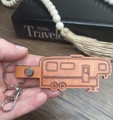 Custom Keychains - Engraved Leather Teardrop Keychain