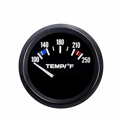 MaxTow Double Vision Ambient Air Temperature Gauge Kit - Reads Outside Temp  from -20-120 F - Includes Sensor - White Gauge Face - Blue LED Illuminated