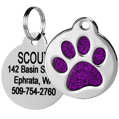 Quick-Tag Chrome Bone Personalized Engraved Pet ID Tag, Small