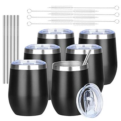 COKTIK 12oz 12 Pack Wine Tumbler with Lid Stemless Insulated Wine Glasses Double Wall Vacuum Stainless Steel Travel Tumbler for Cold & Hot Drinks