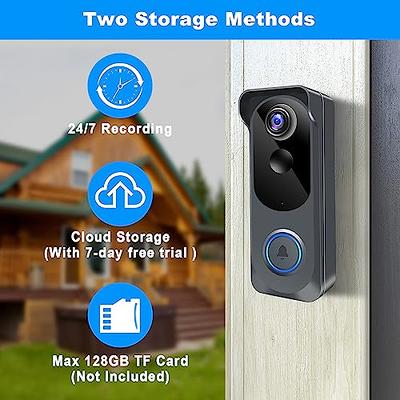 XTU Wireless WiFi Video Doorbell Camera with Chime, 2K HD Smart Video  Doorbell with Camera Battery Operated PIR Motion Detection Night Vision  2-Way