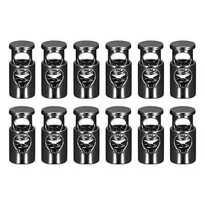 20pcs Spring Cord Locks Plastic End Clip Stoppers Fastener Double Holes  Rope Toggle Slider, Black