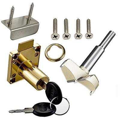 19mm x 32mm Cylinder Metal Square Base Desk Drawer Locks w 2 Keys