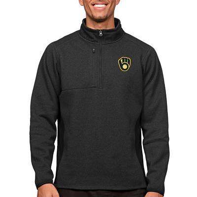 Men's Antigua White Detroit Lions Hunk Quarter-Zip Pullover Top