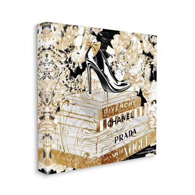 Stupell Industries Fashion Designer Purse Bookstack Pink Gold Watercolor Canvas  Wall Art by Amanda Greenwood 