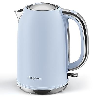 Longdeem Fast-Boiling Electric Tea Kettle - 1.7L Stainless Steel, Cordless,  LED Lit, Pastel Blue with Precise Temperature Control - Yahoo Shopping