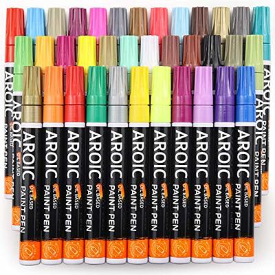 AROIC 24 Pack Acrylic Paint Pens for Rock Painting Fine Point Paint Markers Acrylic Paint Markers for Wood,Metal,Plastic,Glass,Canvas, Ceramic,Craft