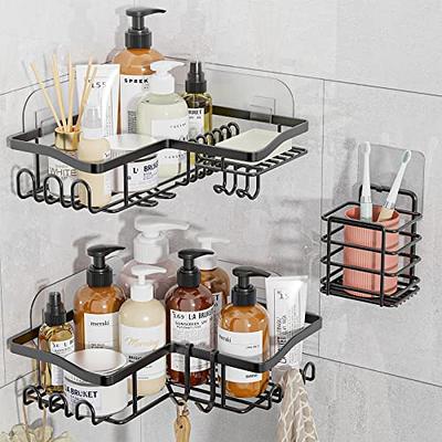 Epicano Anti-Swing Hanging Shower caddy, Over Head Shower caddy Rustproof  with hooks for Towels, Sponge and more, Metal Black