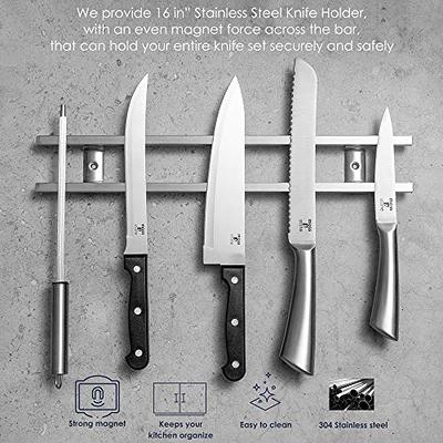 Moss & Stone Stainless Steel Serrated Knife Set | Kitchen knives Set With  High-Carbon Stainless Steel Blades And Wood Block Set | Cutlery Knife Set