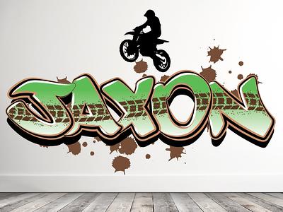 Dirt Bike Wall Decals with Name for Boys Room Motocross Wall Sticker