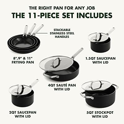 Blue Diamond Cookware Tri-Ply Stainless Steel Ceramic Nonstick, 1.6 qt Saucepan Pot with Lid, PFAS-Free, Multi Clad, Induction, Dishwasher Safe, Oven