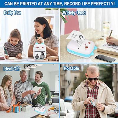 Portable Mini Pocket Printer BT Thermal Printer with Thermal Printing Paper  USB Cable for Note Photo Document Printing Blue 