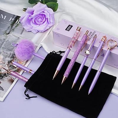 WEMATE 8PCS White Ballpoint Pens Set Metal Crystal Diamond Pen Fancy Pen  for Journaling in Black