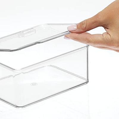 mDesign Plastic Stackable Toy Storage Bin Box with Hinge Lid, 8 Pack - Clear