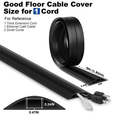  ZhiYo Floor Cord Cover 4ft, Heavy Duty Extension Cord Covers  for Floor, Prevent Cable Trips & Protect Wires, Black Cord Hider Floor -  Cord Cavity - 0.86 (W) x 0.39 (H) 