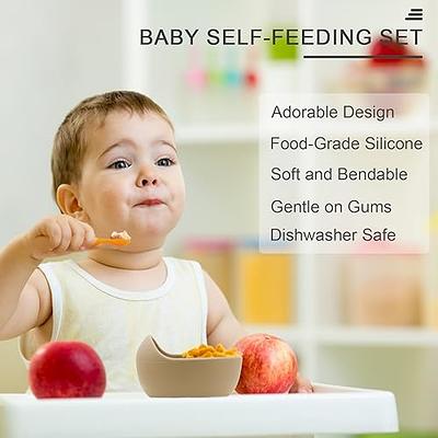 NumNum Pre-Spoon GOOtensils, Baby Spoon Set (Stage 1 + Stage 2), BPA Free  Silicone Self Feeding Toddler Utensils