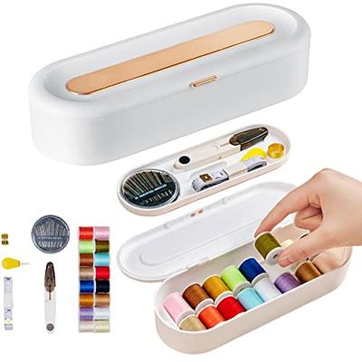 FKOG White Sewing Kit, Portable Family Travel Sewing Project Kit