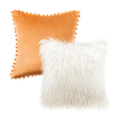 Phantoscope Soft Solid Square Velvet Decorative Throw Pillow Cover for Couch  and Sofa, 22 x 22, Off-White, 2 Pack 
