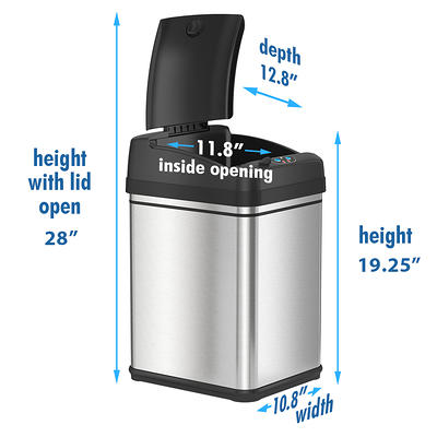 Glad 13g Stainless Steel Sensor Trash Can with Clorox Odor Protection Lid | Fits Glad Kitchen Pro 13 Gallon Waste Bags, Silver