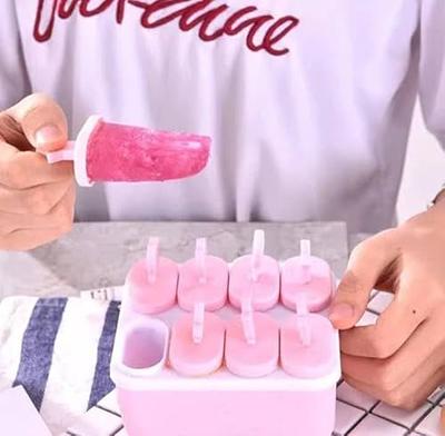 Popsicle Ice Mold Maker Set - 6 Pcs BPA Free Pink Ice Pop Mold Holders with Tray