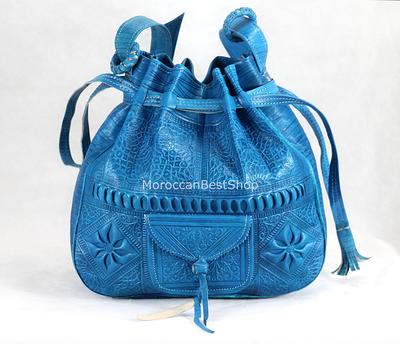Leather Bucket Bag - Leather Pouch with Drawstring. Leather Shoulder Bag, Bucket Bag Women. 100% Cow Leather Handmade in Greece.