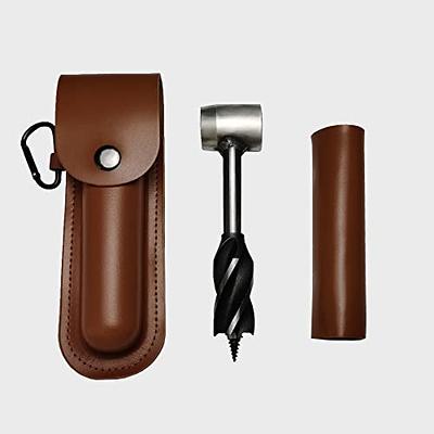 Bushcraft Gear for Survival Settlers Bushscraft Hand Auger Wrench with  Flint Scotch Eye Wood Drill Peg and Manual Hole Maker Multitool with  leather