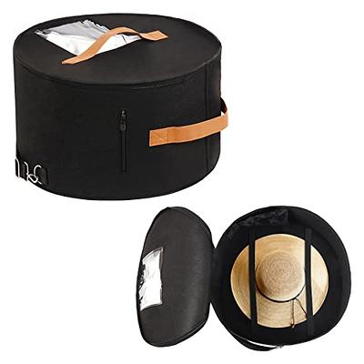 Large Hat Storage Box 19'' Hat Box for Large Hats, Hat Boxes for Women  Storage Large Round Hat Boxes for Men Foldable Storage Box with Lid Felt