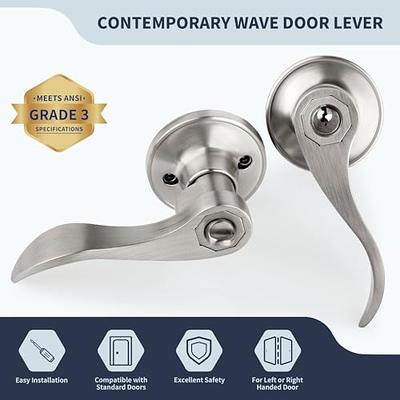 GOBEKOR Gobekor 1 Pack Passage Lever Door Handles Satin Nickel Door Levers  For Closet Door Lock Keyless Interior Door Handle With Lock W