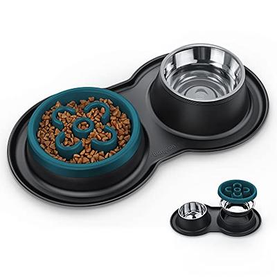 Double Dog Bowl Feeding Station, Skid Proof Silicone Base Mat with