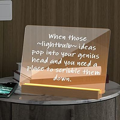 Acrylic Dry Erase Board with Light Up Stand for Desk 13 x 9 inch