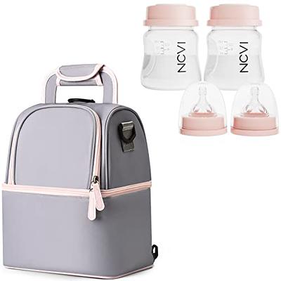 NCVI Breastmilk Cooler Bag with 2 Ice Pack, Breast Pump Bag with Cooler  Fits 6 Bottles, Double Layer Breast Milk Baby Bottle Cooler Bag, for  Travel
